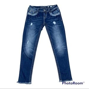 Miss Me Signature Ankle Skinny Jeans Dark Wash Raw hem Size 26
